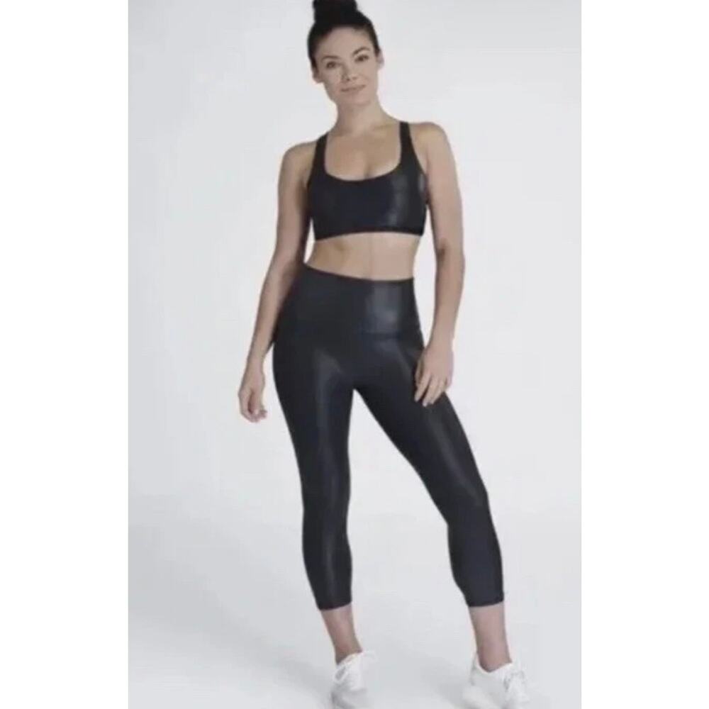 SPANX Faux Leather Cropped Leggings Women’s 2X Black Pull-On Pants